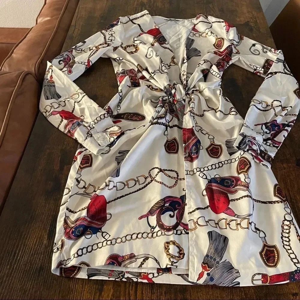 FashionNova chain print all over dress